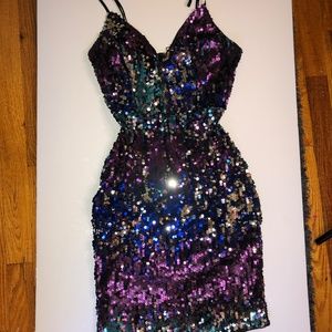 Multicolor Sequence Pencil Dress